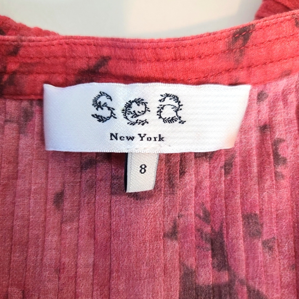 Sea New York Floral Tie Neck Blouse Top Size 8 - Picture 5 of 14